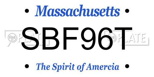 SBF96T Massachusetts License Plate