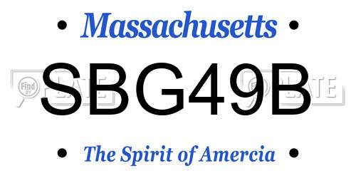SBG49B Massachusetts License Plate
