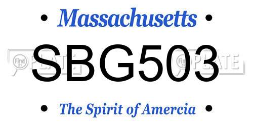 SBG503 Massachusetts License Plate