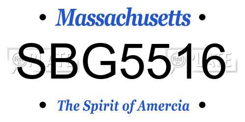 SBG5516 Massachusetts License Plate