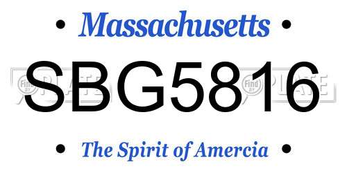 SBG5816 Massachusetts License Plate