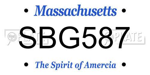 SBG587 Massachusetts License Plate