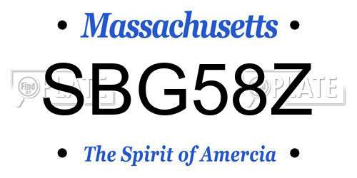 SBG58Z Massachusetts License Plate