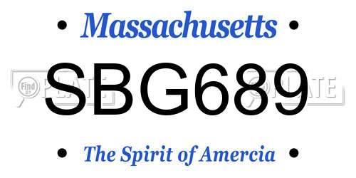 SBG689 Massachusetts License Plate