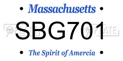 SBG701 Massachusetts License Plate