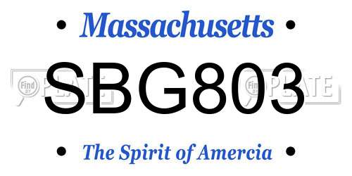 SBG803 Massachusetts License Plate