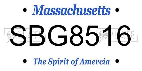 SBG8516 Massachusetts License Plate