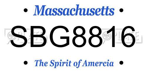 SBG8816 Massachusetts License Plate