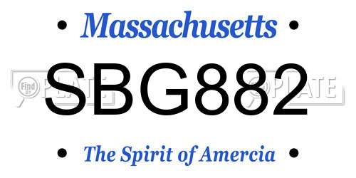 SBG882 Massachusetts License Plate