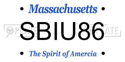 SBIU86 Massachusetts License Plate