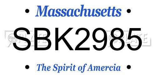 SBK2985 Massachusetts License Plate