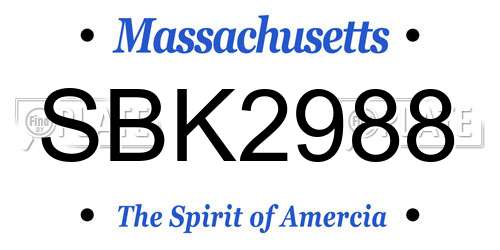 SBK2988 Massachusetts License Plate