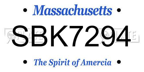 SBK7294 Massachusetts License Plate