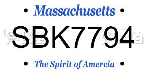 SBK7794 Massachusetts License Plate