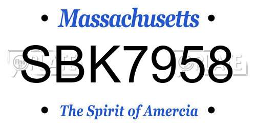 SBK7958 Massachusetts License Plate