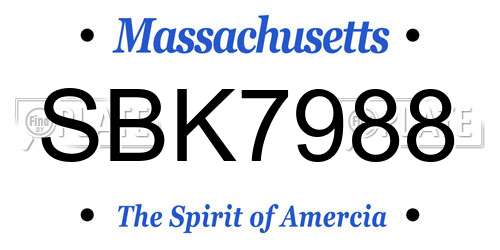 SBK7988 Massachusetts License Plate