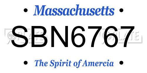 SBN6767 Massachusetts License Plate