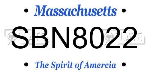 SBN8022 Massachusetts License Plate