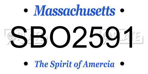 SBO2591 Massachusetts License Plate