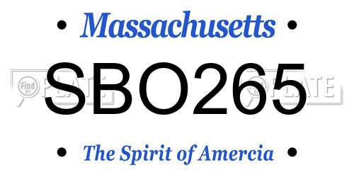 SBO265 Massachusetts License Plate