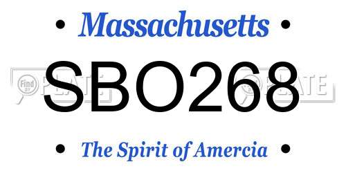 SBO268 Massachusetts License Plate