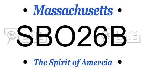 SBO26B Massachusetts License Plate