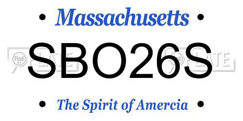 SBO26S Massachusetts License Plate