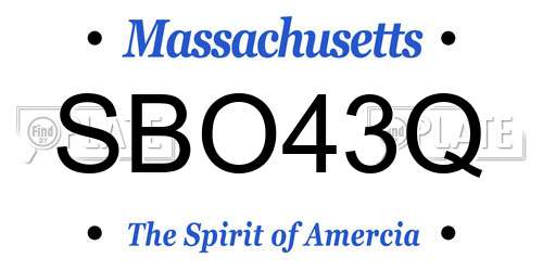 SBO43Q Massachusetts License Plate