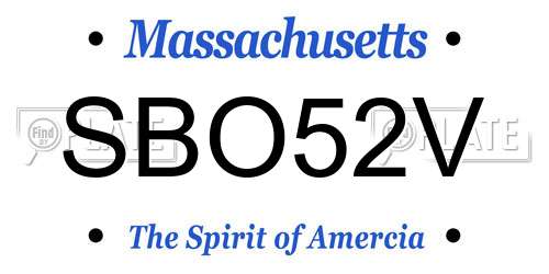 SBO52V Massachusetts License Plate