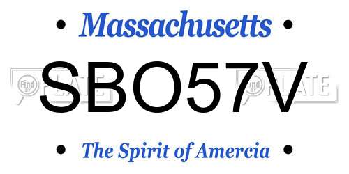 SBO57V Massachusetts License Plate