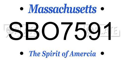 SBO7591 Massachusetts License Plate