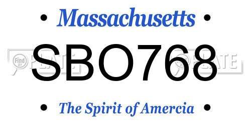 SBO768 Massachusetts License Plate