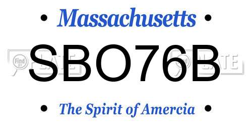SBO76B Massachusetts License Plate