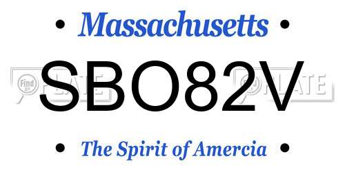 SBO82V Massachusetts License Plate