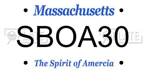 SBOA30 Massachusetts License Plate