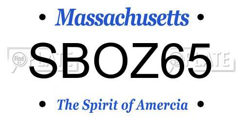 SBOZ65 Massachusetts License Plate