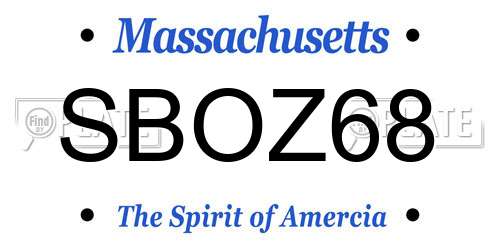 SBOZ68 Massachusetts License Plate
