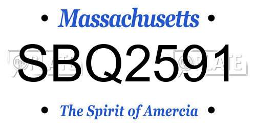 SBQ2591 Massachusetts License Plate