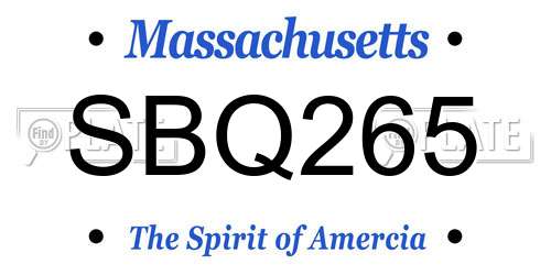 SBQ265 Massachusetts License Plate