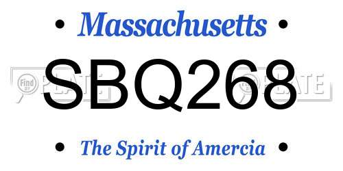 SBQ268 Massachusetts License Plate