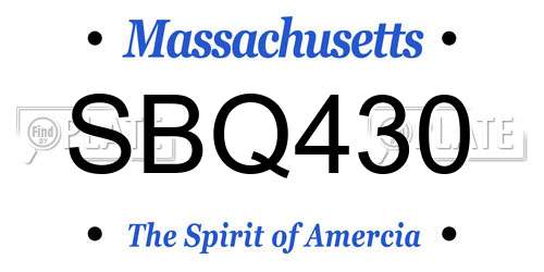 SBQ430 Massachusetts License Plate