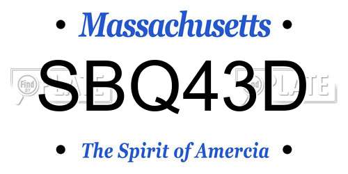 SBQ43D Massachusetts License Plate