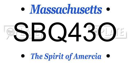 SBQ43O Massachusetts License Plate
