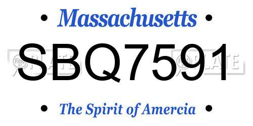 SBQ7591 Massachusetts License Plate
