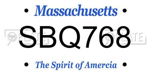 SBQ768 Massachusetts License Plate