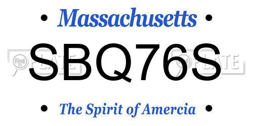 SBQ76S Massachusetts License Plate