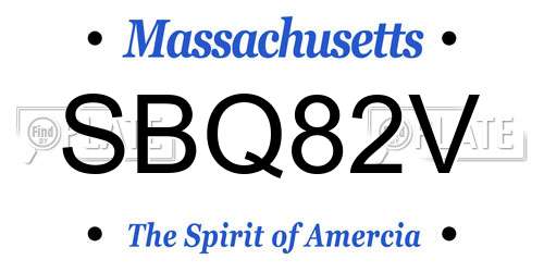 SBQ82V Massachusetts License Plate