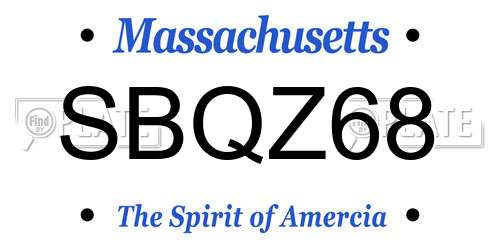 SBQZ68 Massachusetts License Plate