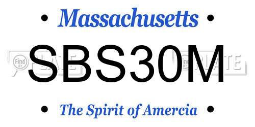 SBS30M Massachusetts License Plate