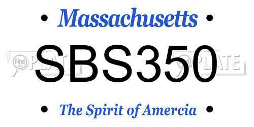 SBS350 Massachusetts License Plate